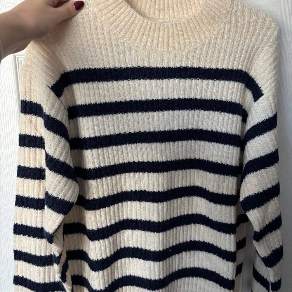 H&M Cream and Black Striped Sweater